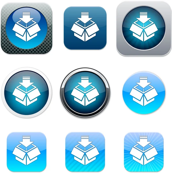 Pakket blauwe app icons. — Stockvector