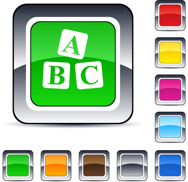 ABC cubos botón cuadrado . — Vector de stock
