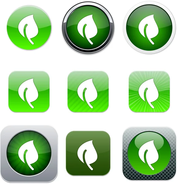 Blad groene app pictogrammen. — Stockvector