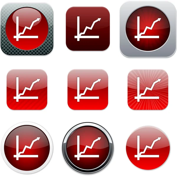 Tendencia positiva iconos de aplicaciones rojas . — Vector de stock