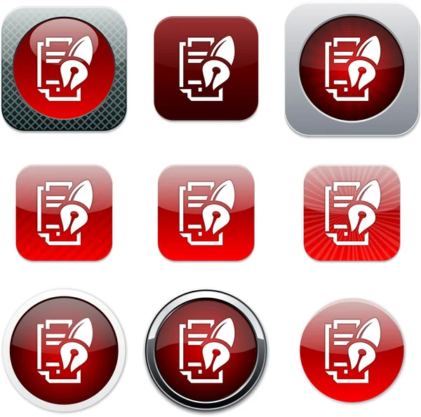 フォームとペンの赤のアプリのアイコン. — ストックベクタ