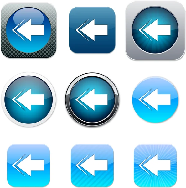 Pfeil nach hinten blaue App-Symbole. — Stockvektor