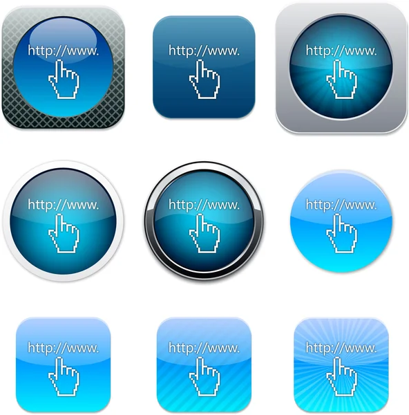 Www kliknij niebieski ikony aplikacji. — Wektor stockowy
