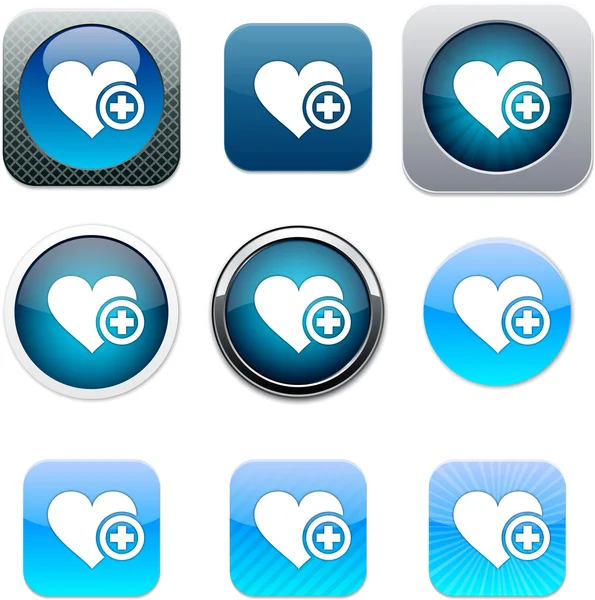 Toevoegen aan vavorite blauwe app pictogrammen. — Stockvector