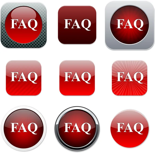 FAQ iconos de aplicaciones rojas . — Archivo Imágenes Vectoriales
