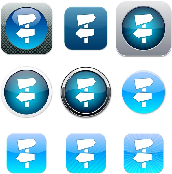 Weg pijlen blauwe app pictogrammen. — Stockvector