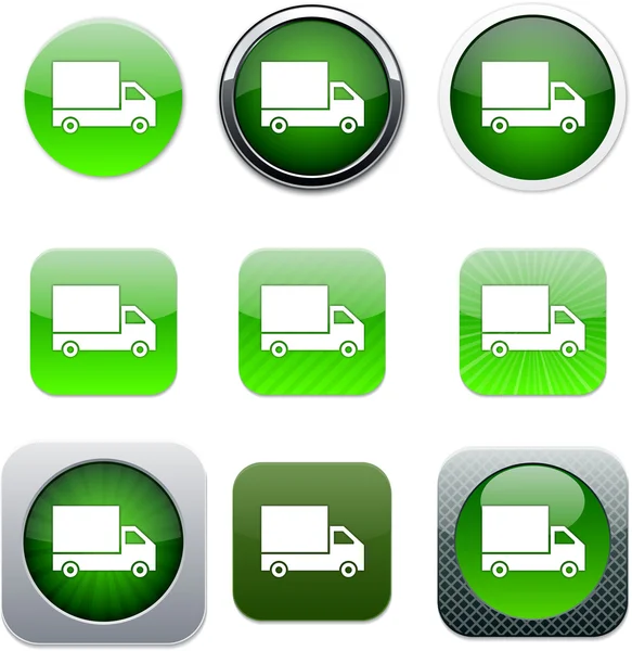 Consegna icone app verde . — Vettoriale Stock