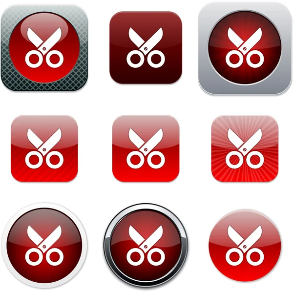 Nůžky červené ikony aplikací. — Stockový vektor