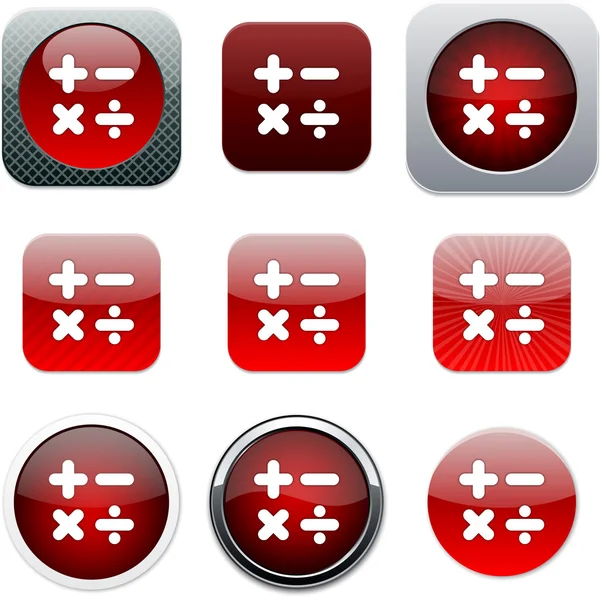 Calcola le icone delle app rosse . — Vettoriale Stock