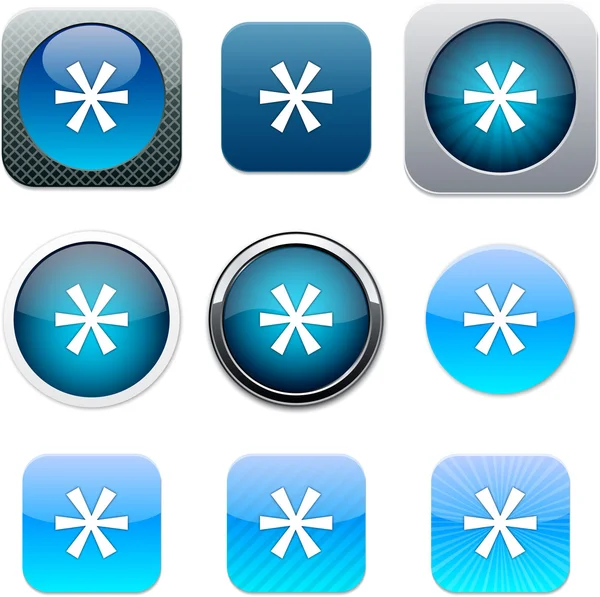 Asterisk blu app icone . — Vettoriale Stock