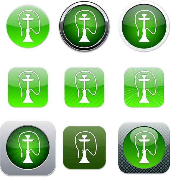 Hookah green app icons. — Stock Vector