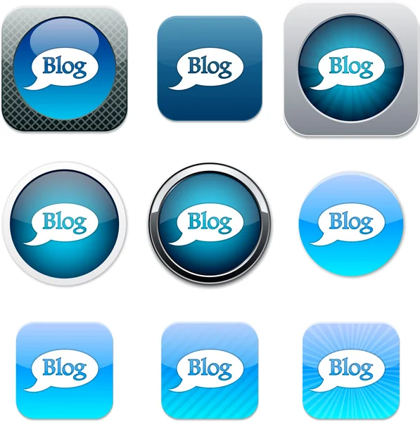 Blogg blue app ikoner. — Stock vektor