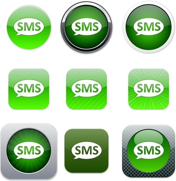 Icônes application verte SMS . — Image vectorielle