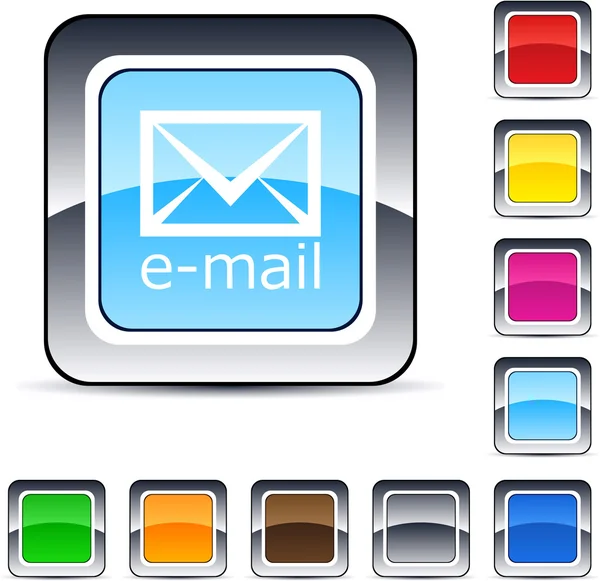 Vierkante knop e-mail. — Stockvector