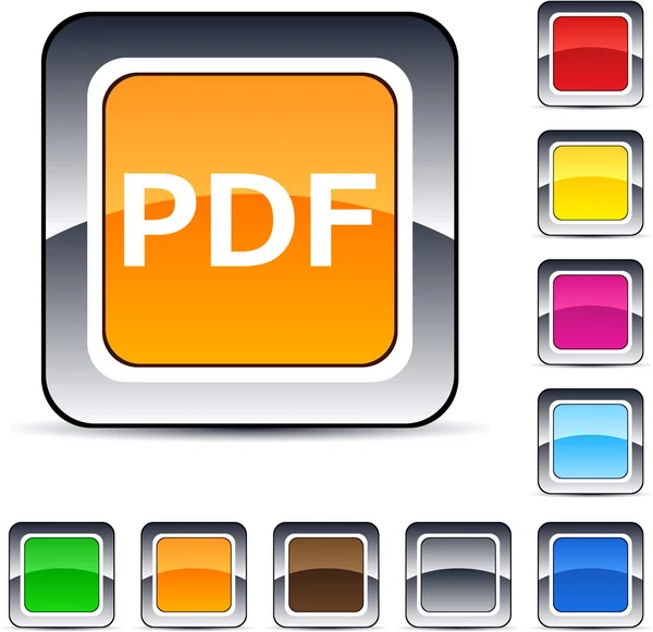 PDF fyrkantig knapp. — Stock vektor