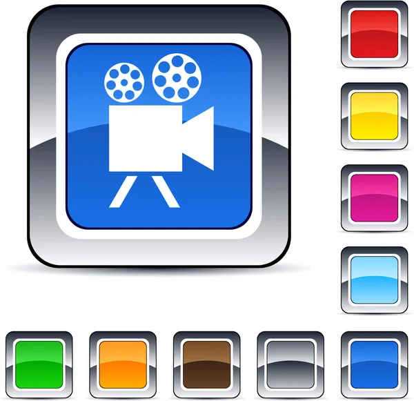 stock vector Video camera square button.