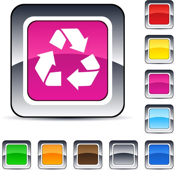 Recycling square button. — Stock Vector