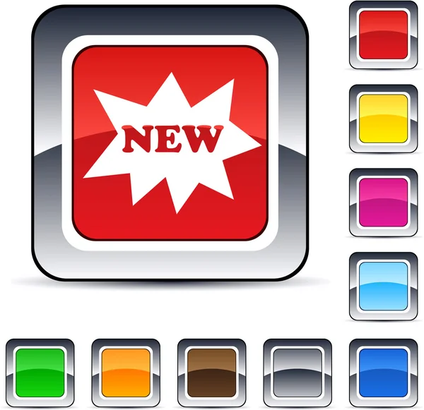 Nouveau bouton carré . — Image vectorielle