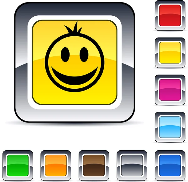 Bouton carré Smiley . — Image vectorielle
