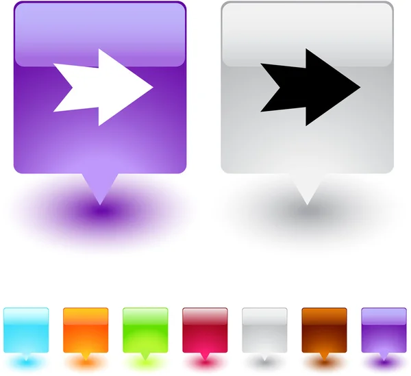 Flèche avant bouton carré . — Image vectorielle
