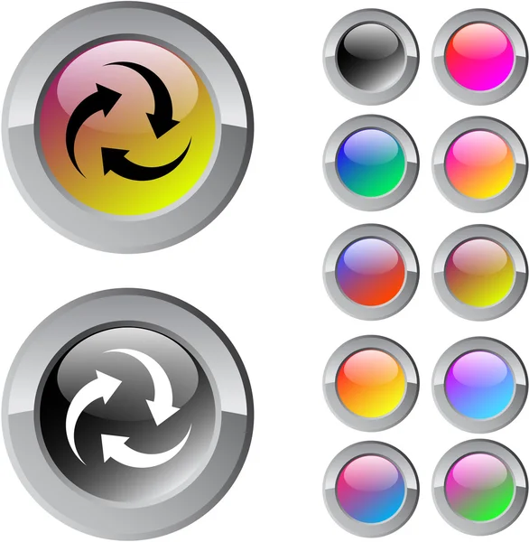 Återvinn multicolor runda knappen. — Stock vektor