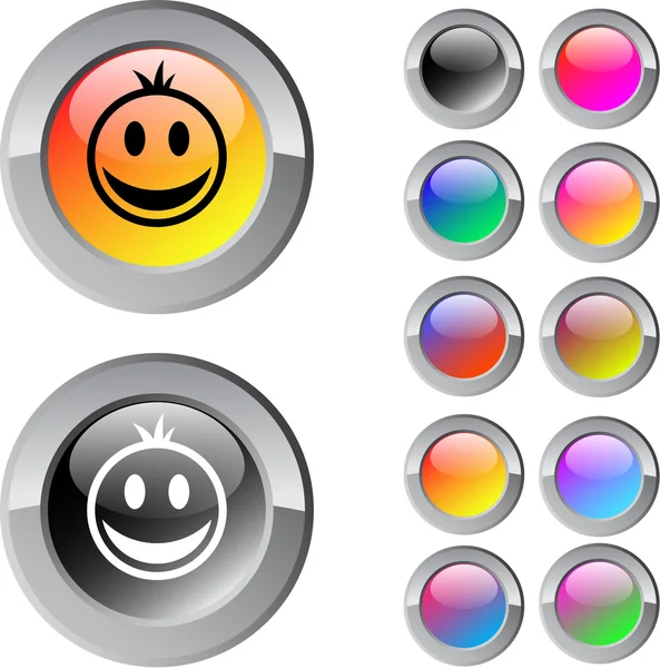 Smiley multicolor botão redondo . — Vetor de Stock