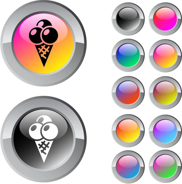 Icecream bouton rond multicolore . — Image vectorielle