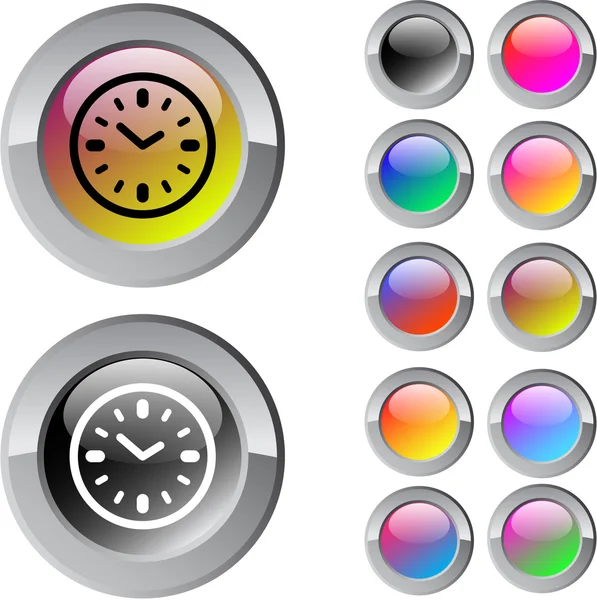 여러 가지 빛깔의 버튼 라운드 시간. — 스톡 벡터