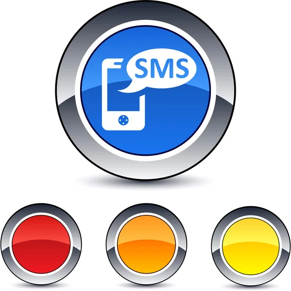 SMS ronde knop. — Stockvector