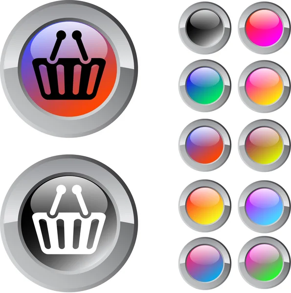 Panier bouton rond multicolore . — Image vectorielle