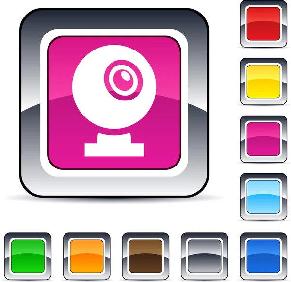 Webcam bouton carré . — Image vectorielle