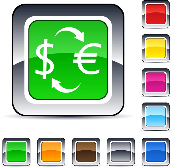 Money exchange square button. — Stock Vector