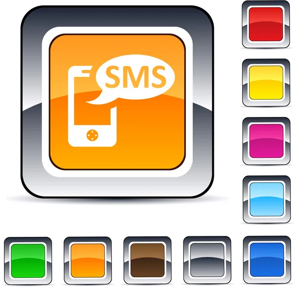 Bouton carré SMS . — Image vectorielle