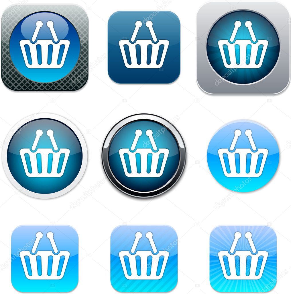 Shopping cart blue app icons.