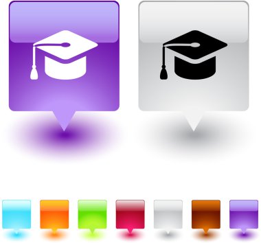 Graduation square button. clipart