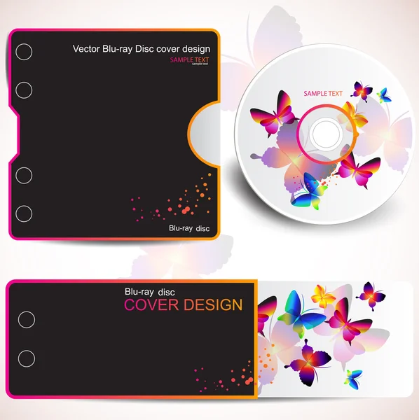 Modelo de design de capa de disco e cartão de visita. Desejo borboleta — Vetor de Stock