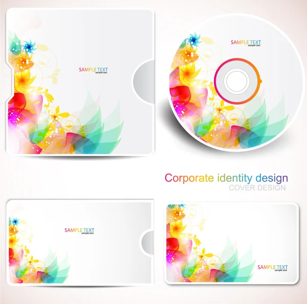 Cover design template of disk and business card. Floral Design — Stock Vector