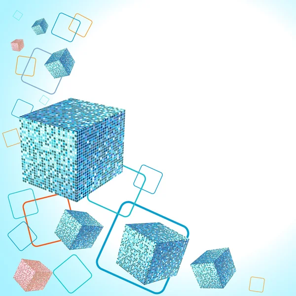 Latar belakang kubus biru abstrak - Stok Vektor