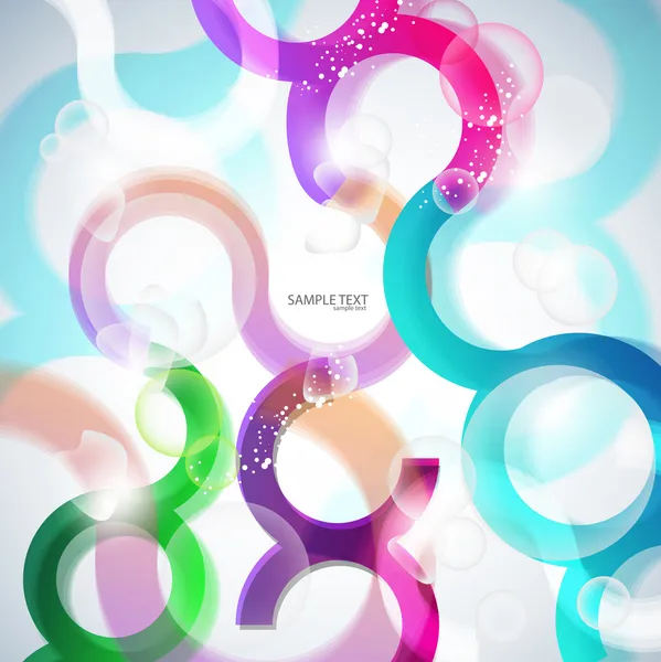Vector colorful abstract background. Curves lines and bubbles de — Stock Vector