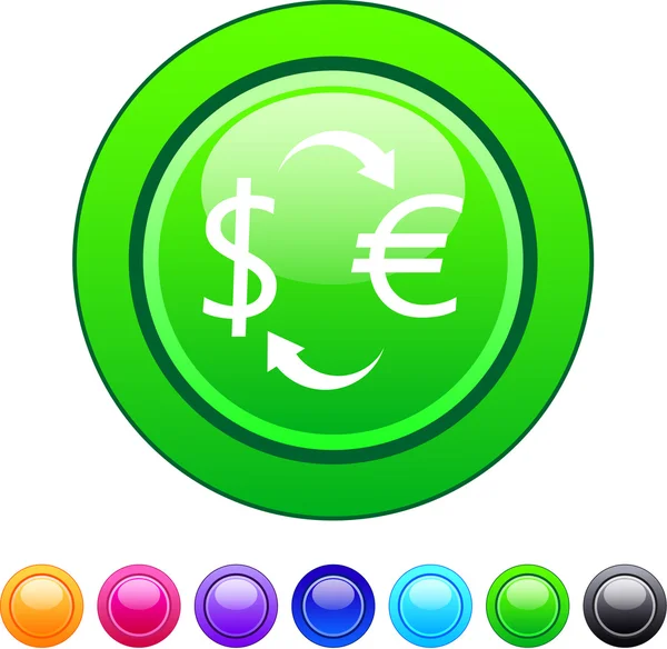 Money exchange circle button. — Stock Vector