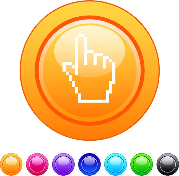 Pixel hand circle button. — Stock Vector