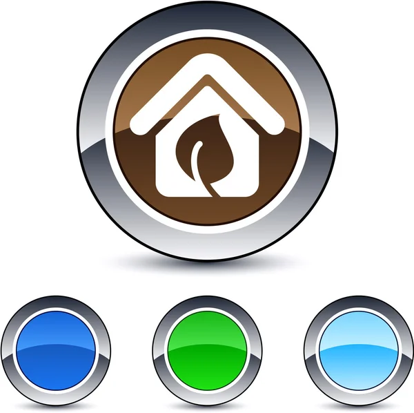 Green home round button. — Stock Vector
