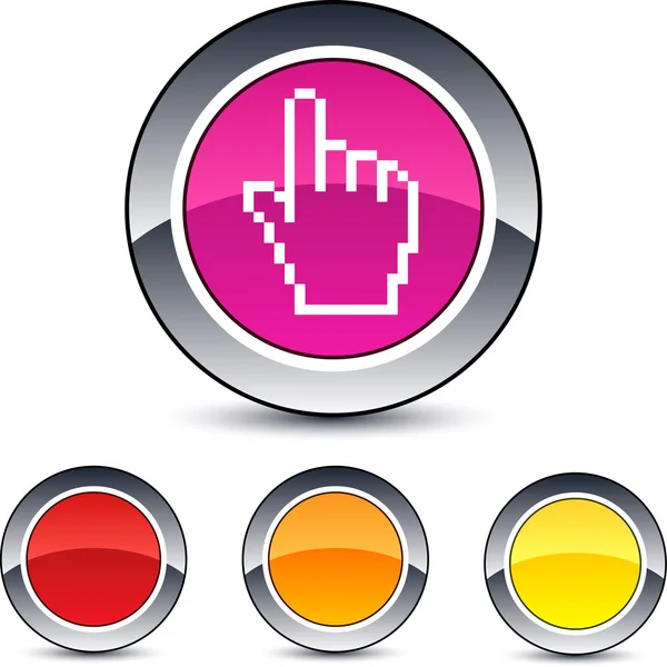 Pixel hand round button. — Stock Vector
