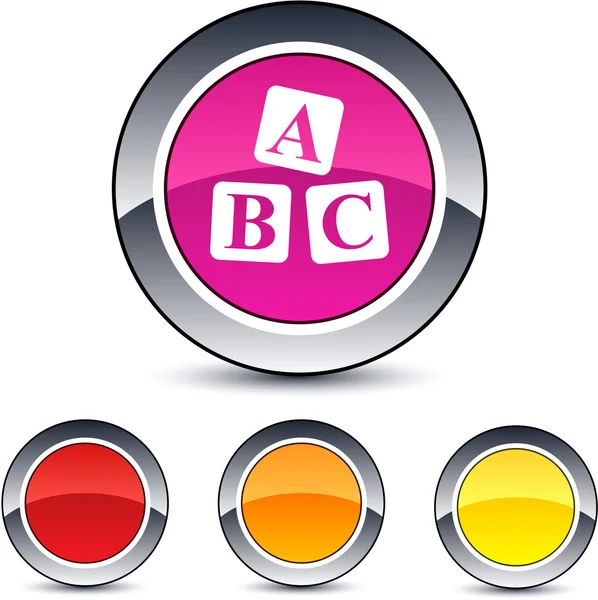 ABC kubussen ronde knop. — Stockvector
