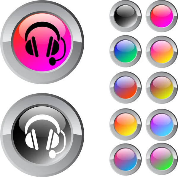 Call center multicolor round button. — Stock Vector