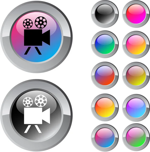 Caméra vidéo bouton rond multicolore . — Image vectorielle