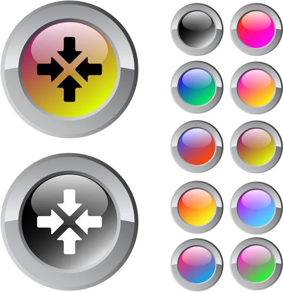 Klik hier multicolor ronde knop. — Stockvector