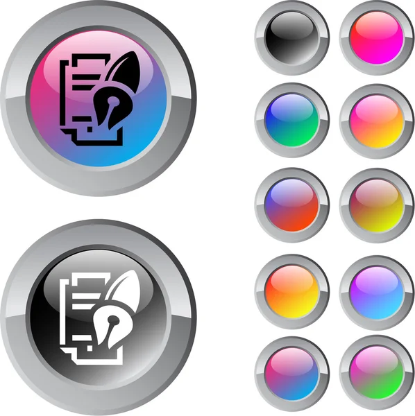 Forme et stylo bouton rond multicolore . — Image vectorielle