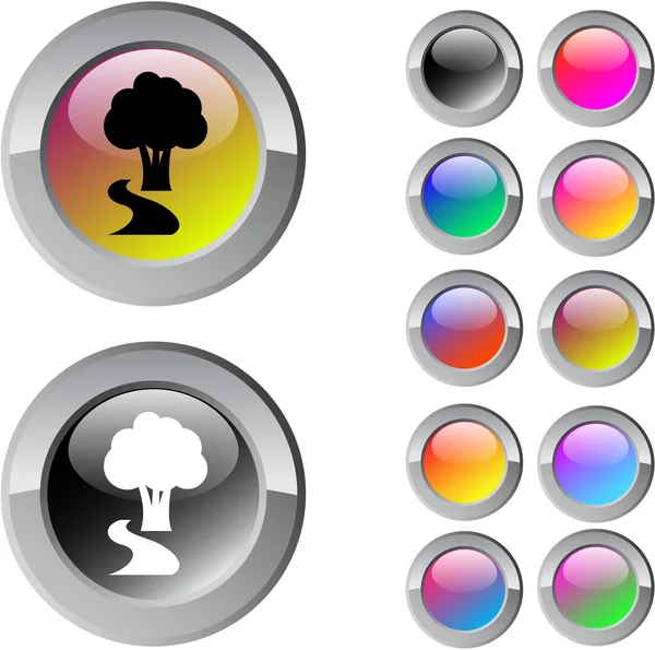 Bouton rond multicolore arbre . — Image vectorielle