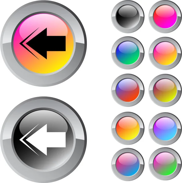 Flèche arrière bouton rond multicolore . — Image vectorielle